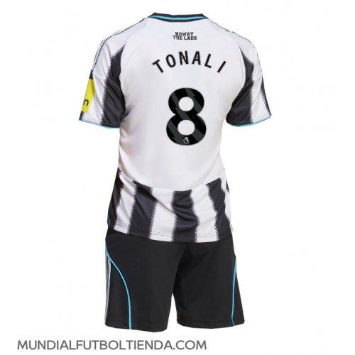 Camiseta Newcastle United Sandro Tonali #8 Primera Equipación Replica 2025-26 para niños mangas cortas (+ Pantalones cortos)